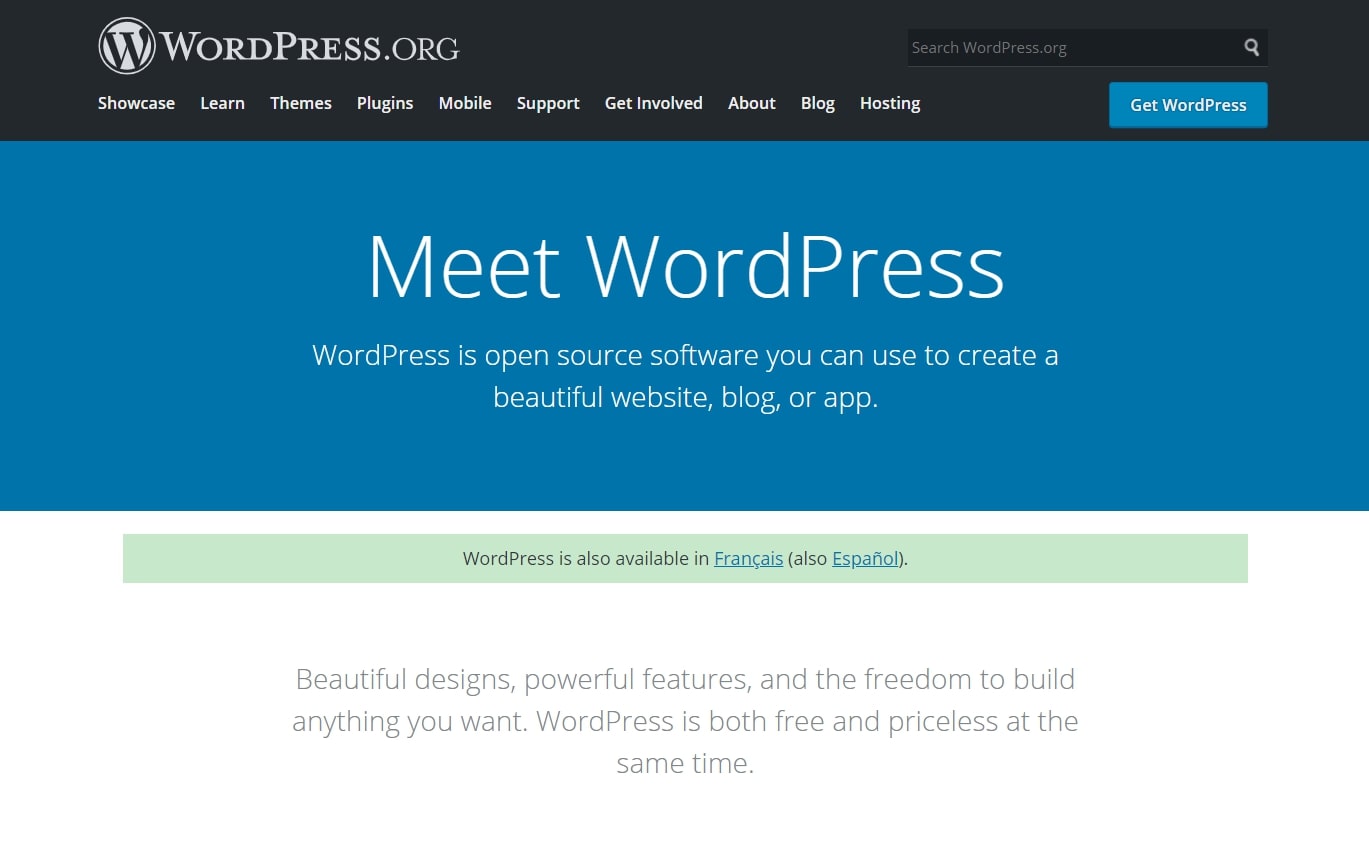 WordPress.org's homepage