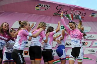 Rabo-Liv Woman Cycling Team celebrate their Giro Rosa victory