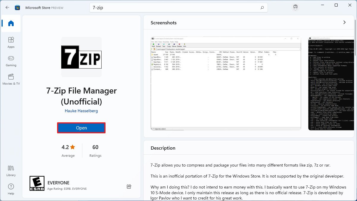 Windows 11 install 7zip