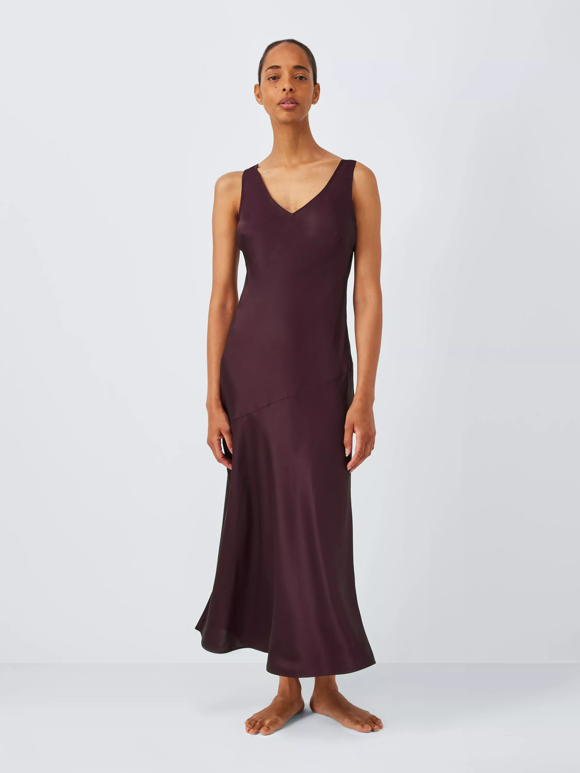 John Lewis V-Neck Pure Silk Chemise, Fig