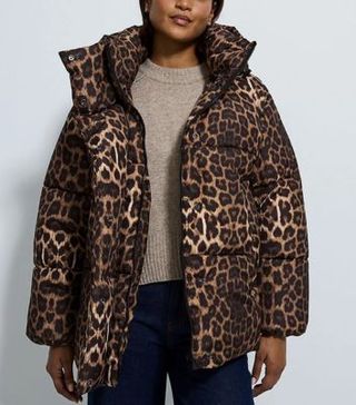 Image of leopard print puffer jacket