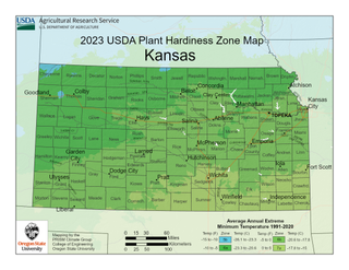 USDA Plant Hardiness Zone Map for Kansas
