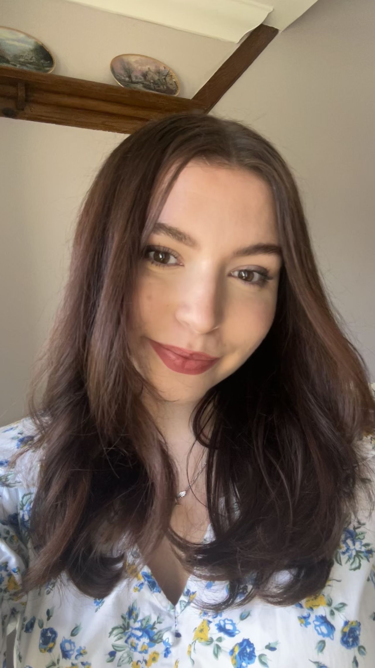 Selfie of results after using the Dreame Pocket Neo to dry hair.