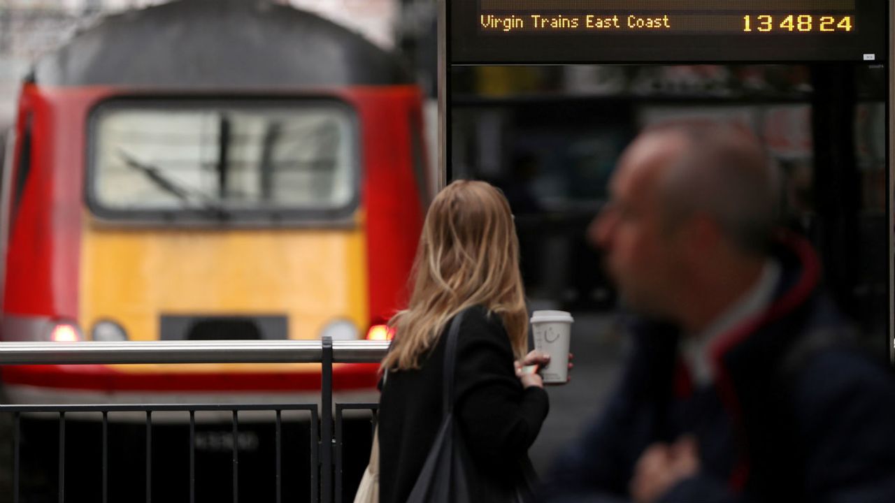 A Virgin Trains East Coast line service departs at London&amp;#039;s Kings Cross 