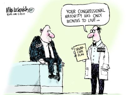 Political cartoon U.S. GOP congressional majority healthcare risk