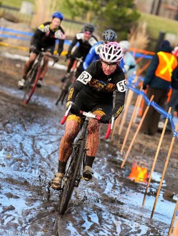 Kathy Pruitt (Family Cycling Center) riding the mud