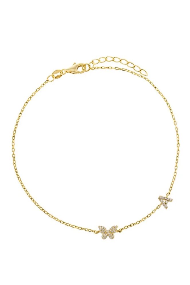 Pavé Butterfly Initial Anklet