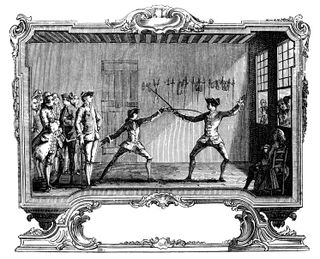 Victorian illustration of fencing