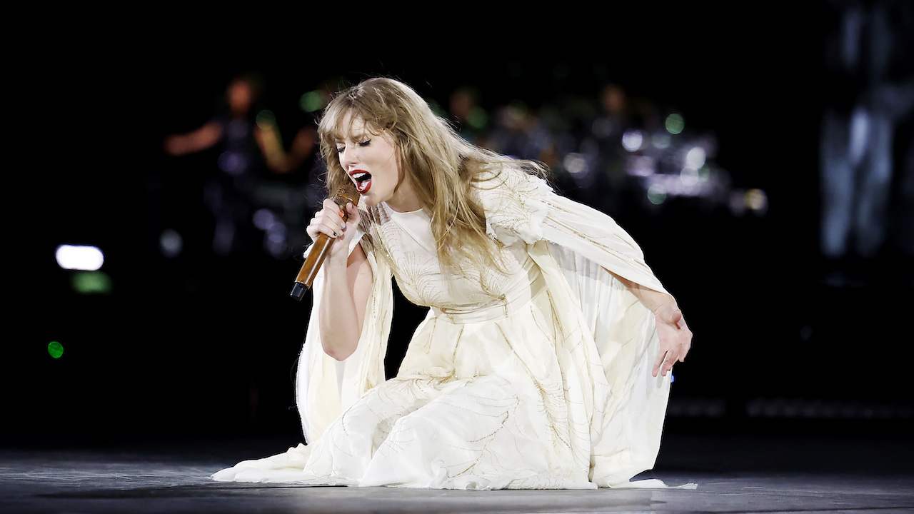 Taylor Swift performs onstage during "Taylor Swift | The Eras Tour" at SoFi Stadium on August 03, 2023 in Inglewood, California.