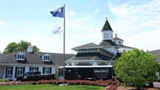 The Valhalla Golf Club clubhouse during a practice round prior to the 2024 PGA Championship on May 13, 2024 in Louisville, Kentucky.
