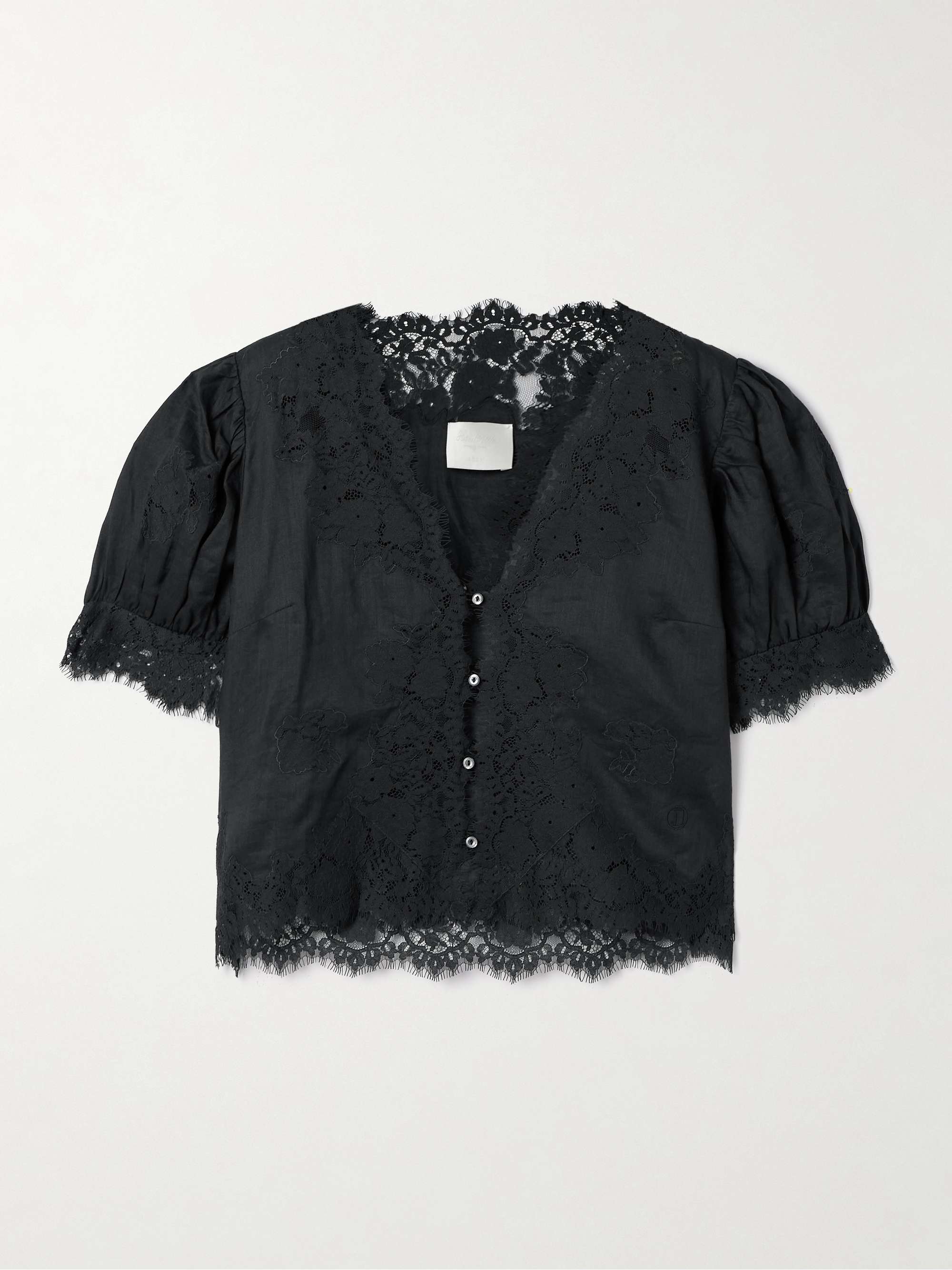Idella Corded Lace-Trimmed Ramie Blouse