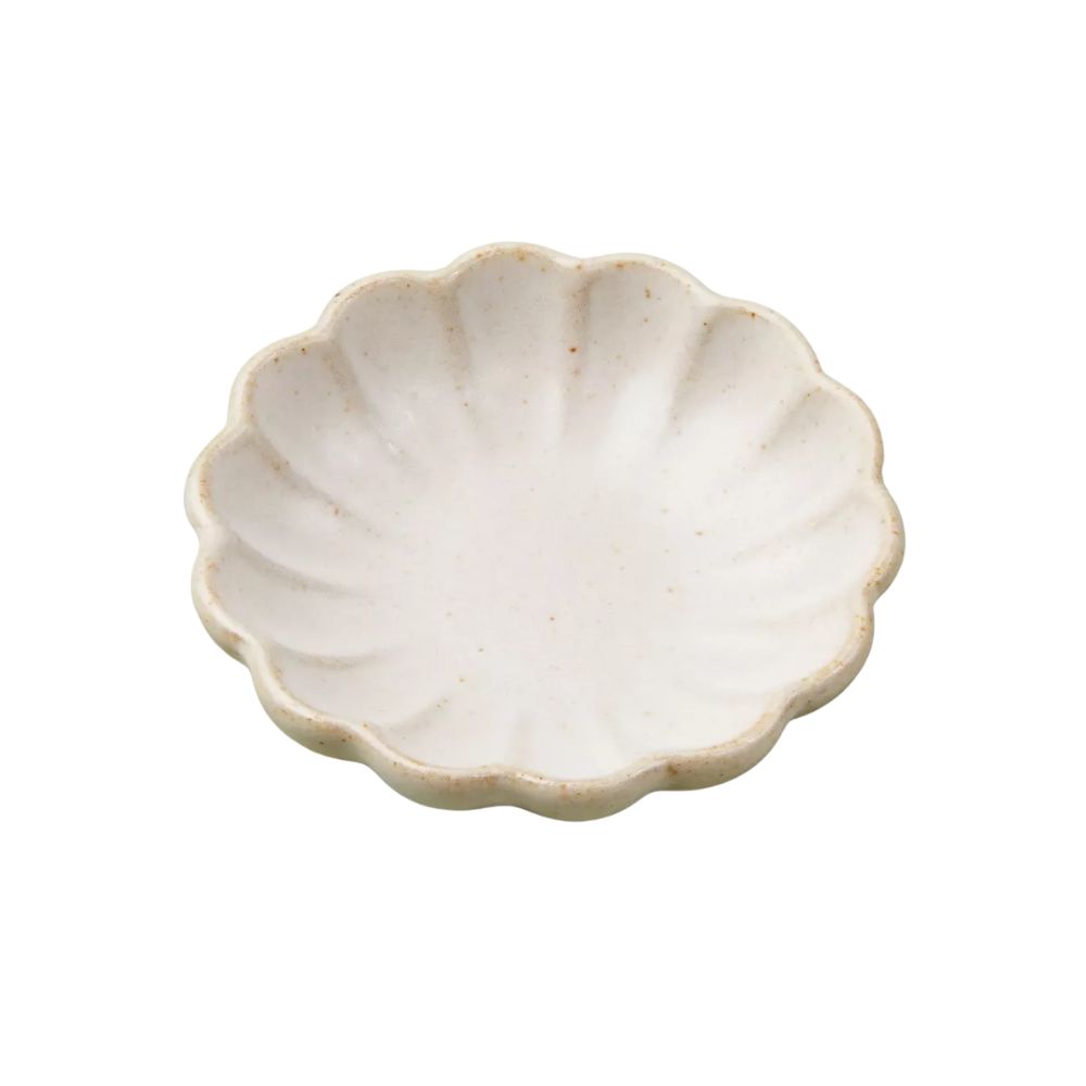 Fluted Ceramic Trinket Dish Vintage Cream