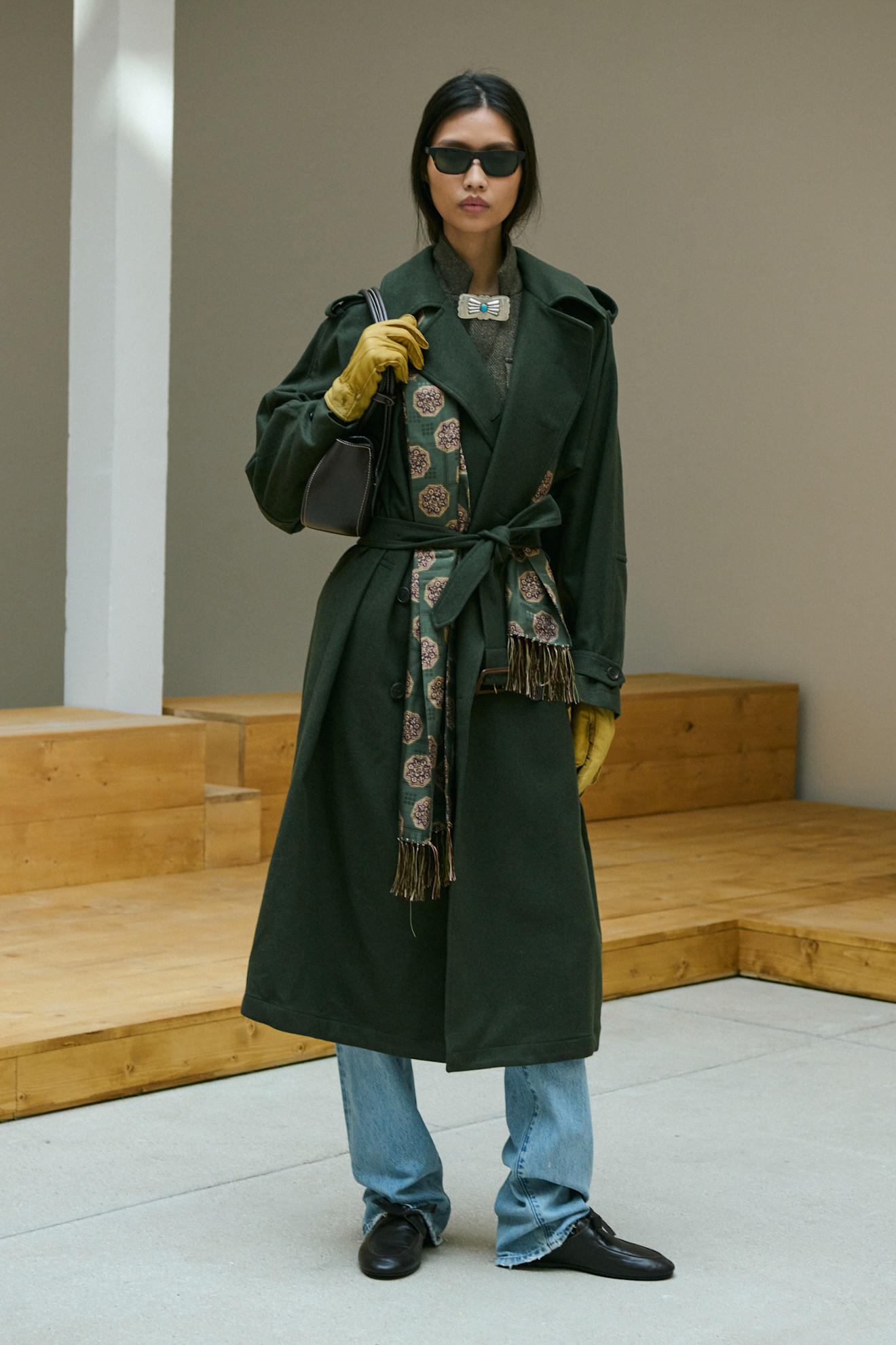 A model tested the colorblocking trend on the Polo Ralph Lauren Fall 2026 runway