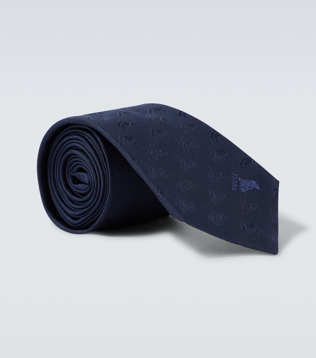 Embroidered Logo Silk Jacquard Tie