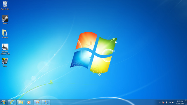 Windows 7 Desktop on the MacBook Pro at 1366 x 768
