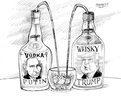 Political cartoon World Trump Putin Russia collusion