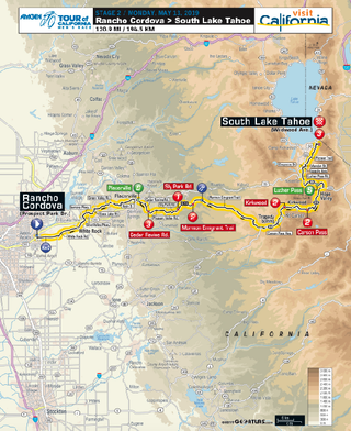 2019 Tour of California stage 2 map