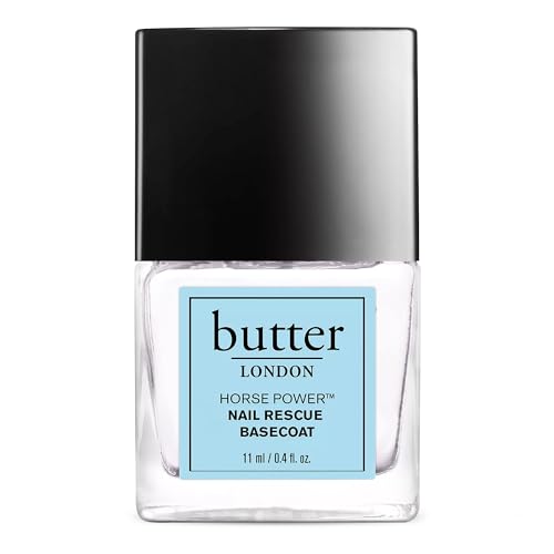 Butter London Base Coat Nail Polish, Horse Power - Nail Rescue Basecoat Helps Restore &amp;amp; Repair Damaged Nails - Nail Strengthener Helps Nail Growth &amp;amp; Prevent Staining - Cruelty &amp;amp; Gluten Free Nail Care