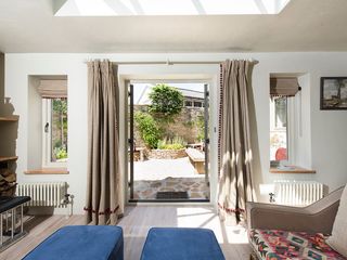 white living room with sofa set