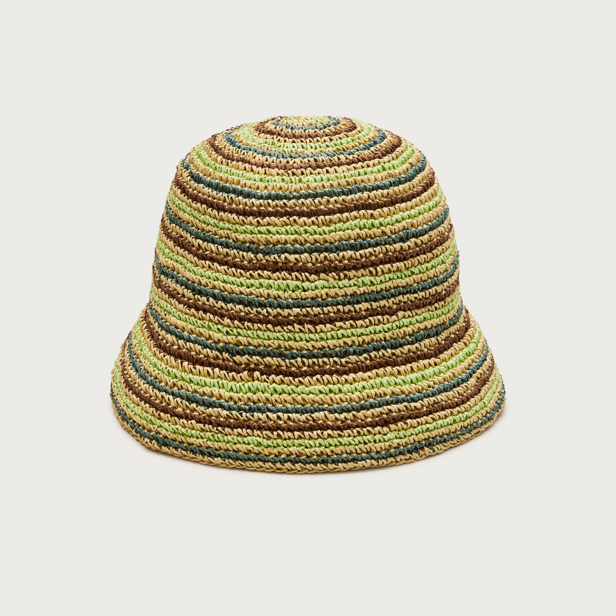 Handcrocheted Straw Hat in Stripe