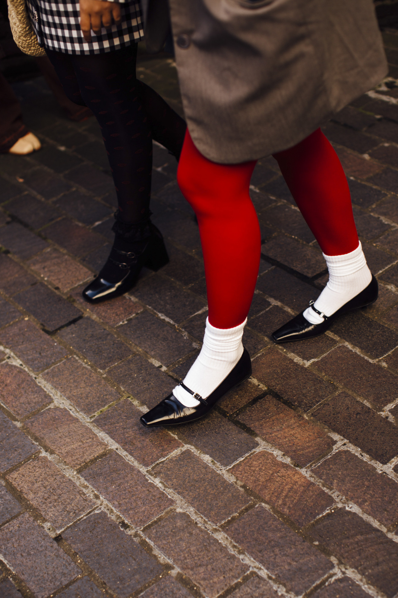 Red tights on the street style set