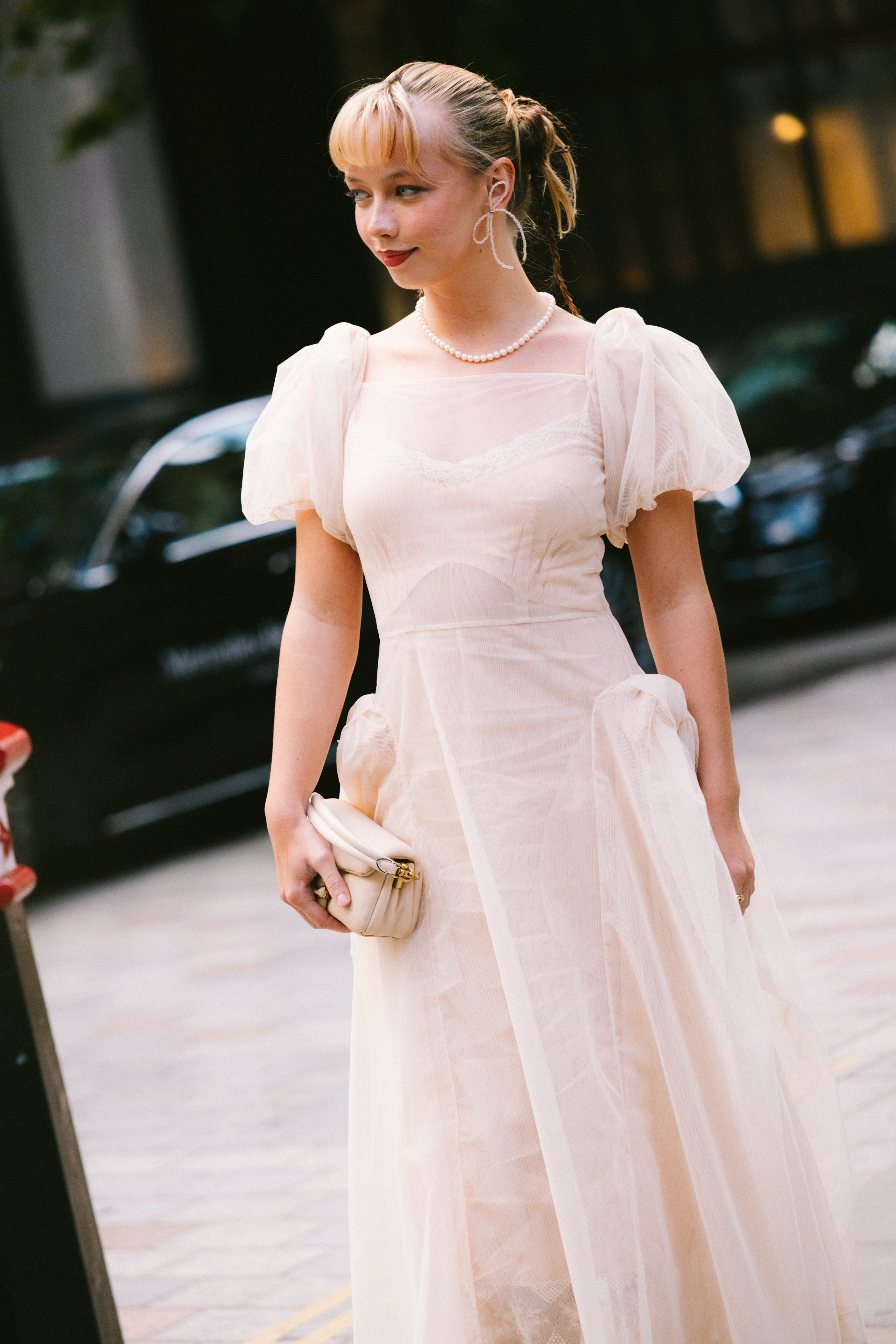 London Fashion Week street style; frothy frocks