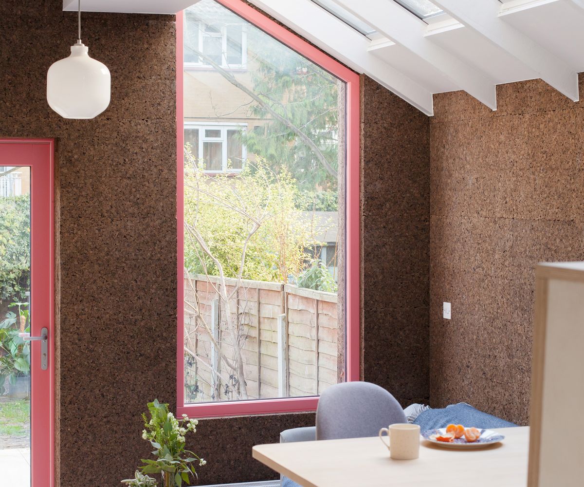Cork material used to build an extension in a London terraced house