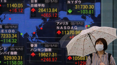 World stockmarket indices display in Tokyo