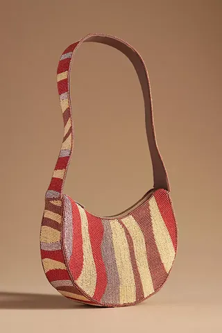 Beaded Crescent Shoulder Bag