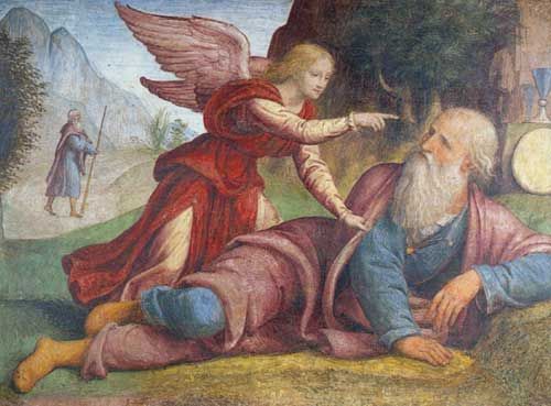 Elijah and the Angel by Bernardino Luini (1521). Public domain image.