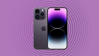 Apple iPhone 14 Pro on purple background