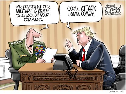 Political cartoon U.S. Trump Syria attack Comey