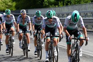 FOLIGNO ITALY MAY 17 Felix Groschartner of Austria Peter Sagan of Slovakia Daniel Oss of Italy and Team Bora Hansgrohe during the 104th Giro dItalia 2021 Stage 10 a 139km stage from LAquila to Foligno girodiitalia Giro on May 17 2021 in Foligno Italy Photo by Tim de WaeleGetty Images