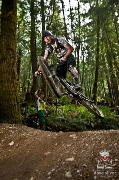 A BC Bike Racer gets some air