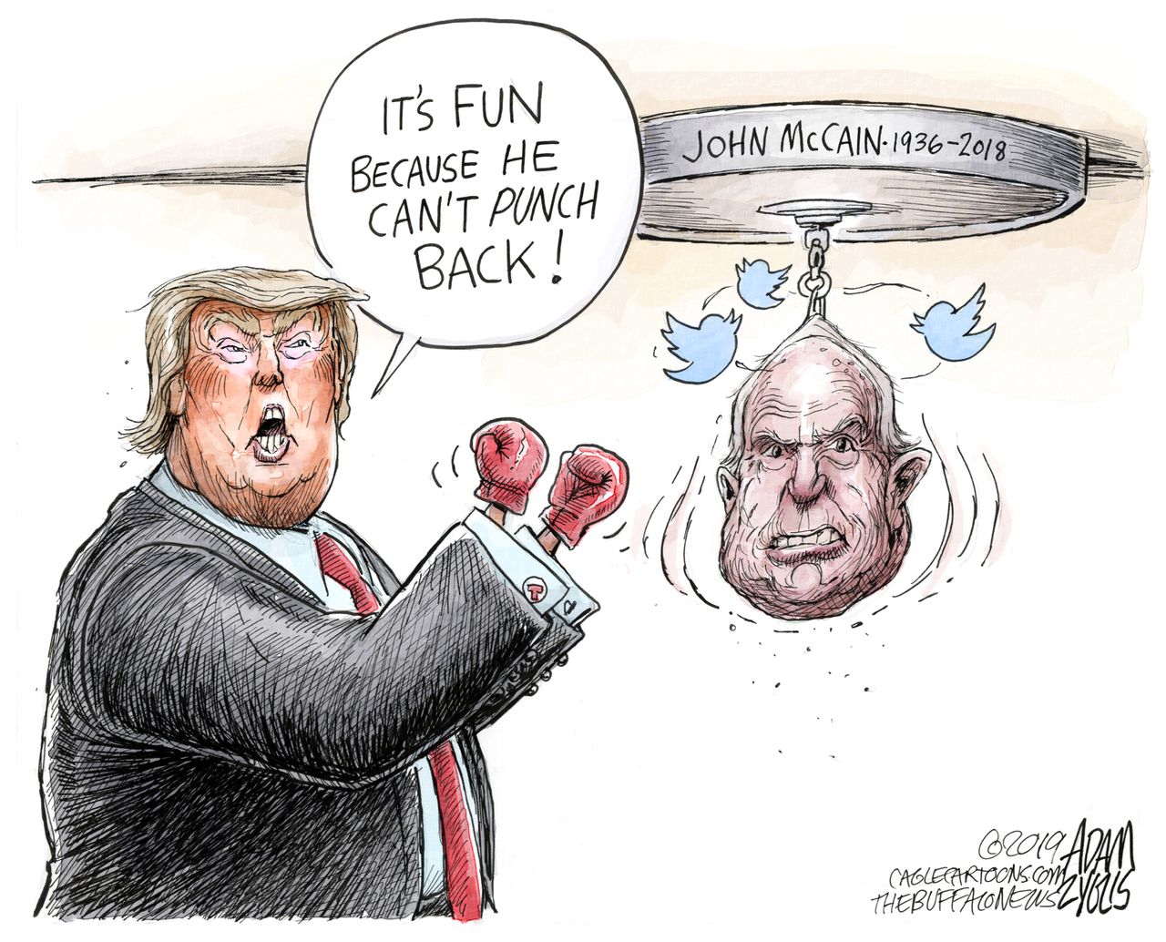 Political Cartoon U.S. Trump John McCain POTUS White House Twitter RIP War Hero