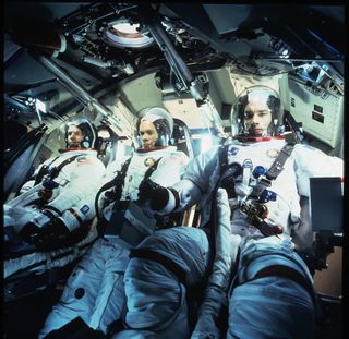 A still from the movie "Apollo 13," a docudrama about a nearly-disastrous NASA mission to the moon.