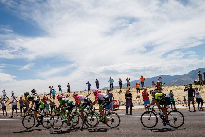 Fans line the route on the way back into downtown Denver on stage 3 of the 2018 Colorado Classic