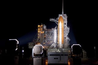 Discovery launch pad at night