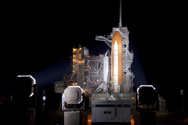 Discovery launch pad at night