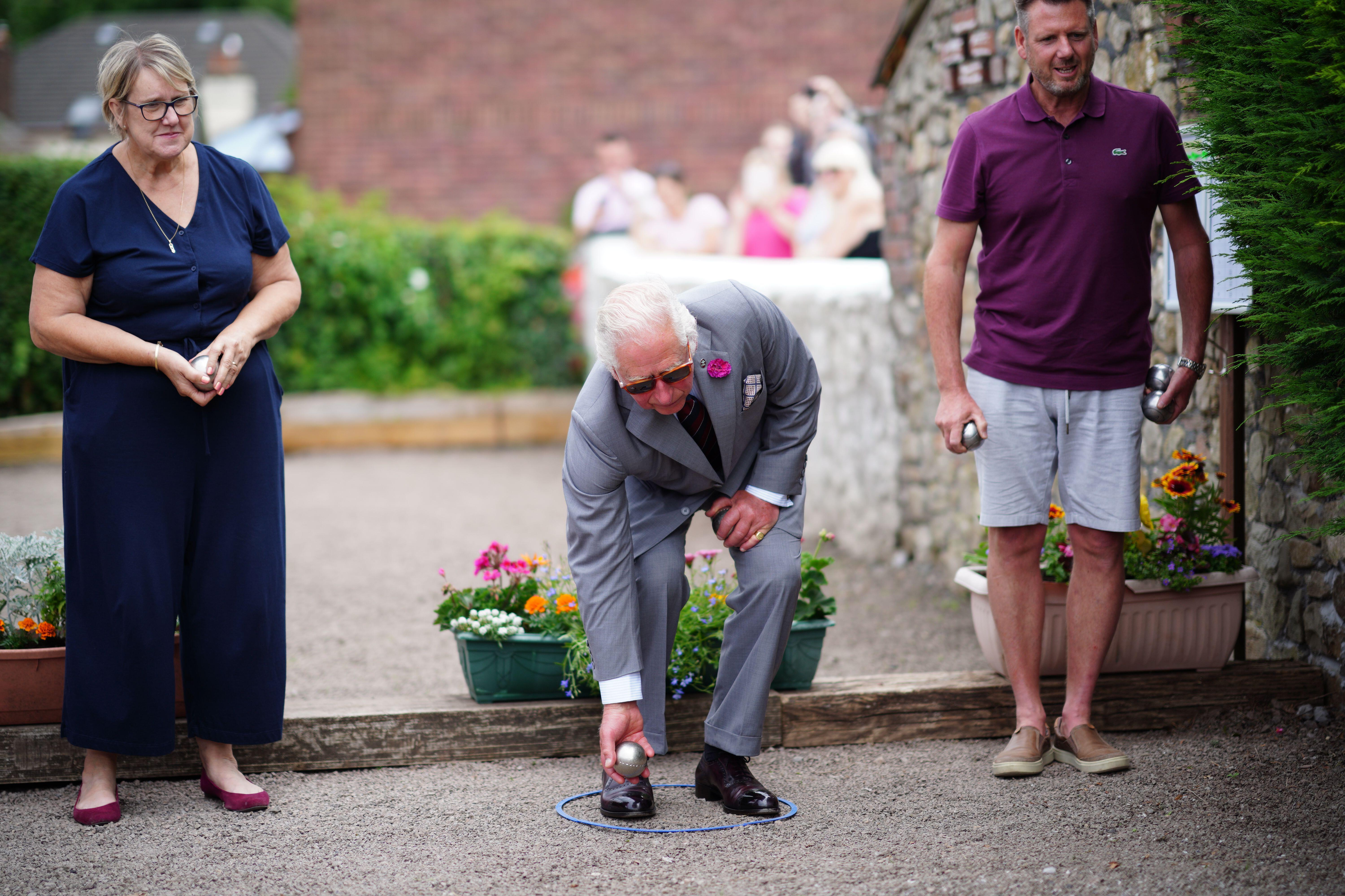 The King (Then Prince of Wales) tries his hand at Petanque
