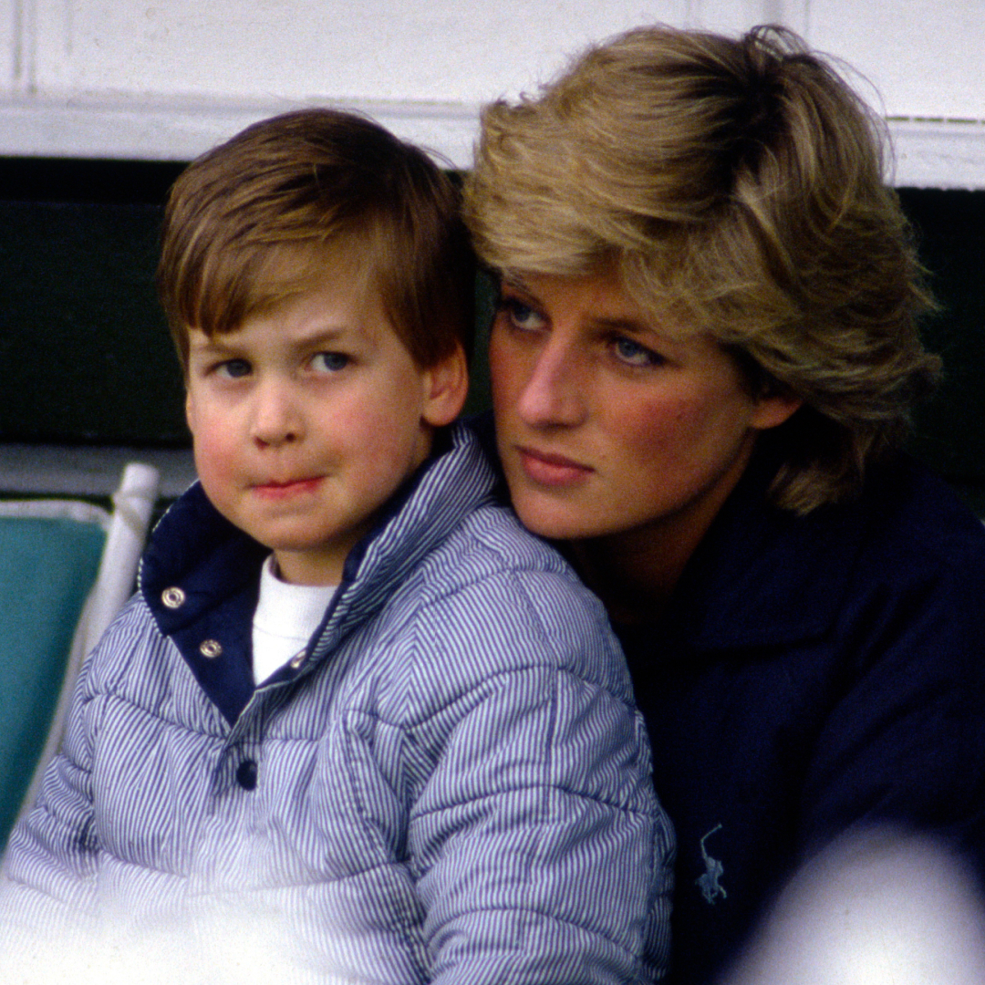 Prince William sits on mom Princess Diana's lap at Guards Polo Club in May 1987 