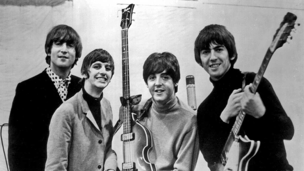 Rock and roll band "The Beatles" pose for a portrait in the studio in circa 1965. (L-R) John Lennon, Ringo Starr, Paul McCartney, George Harrison