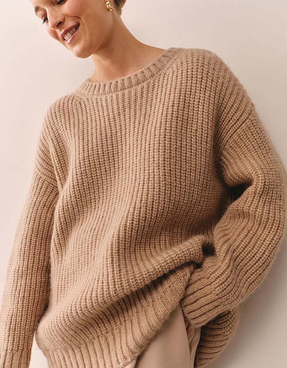 The White Company Ribbed Oversized Jumper with Alpaca