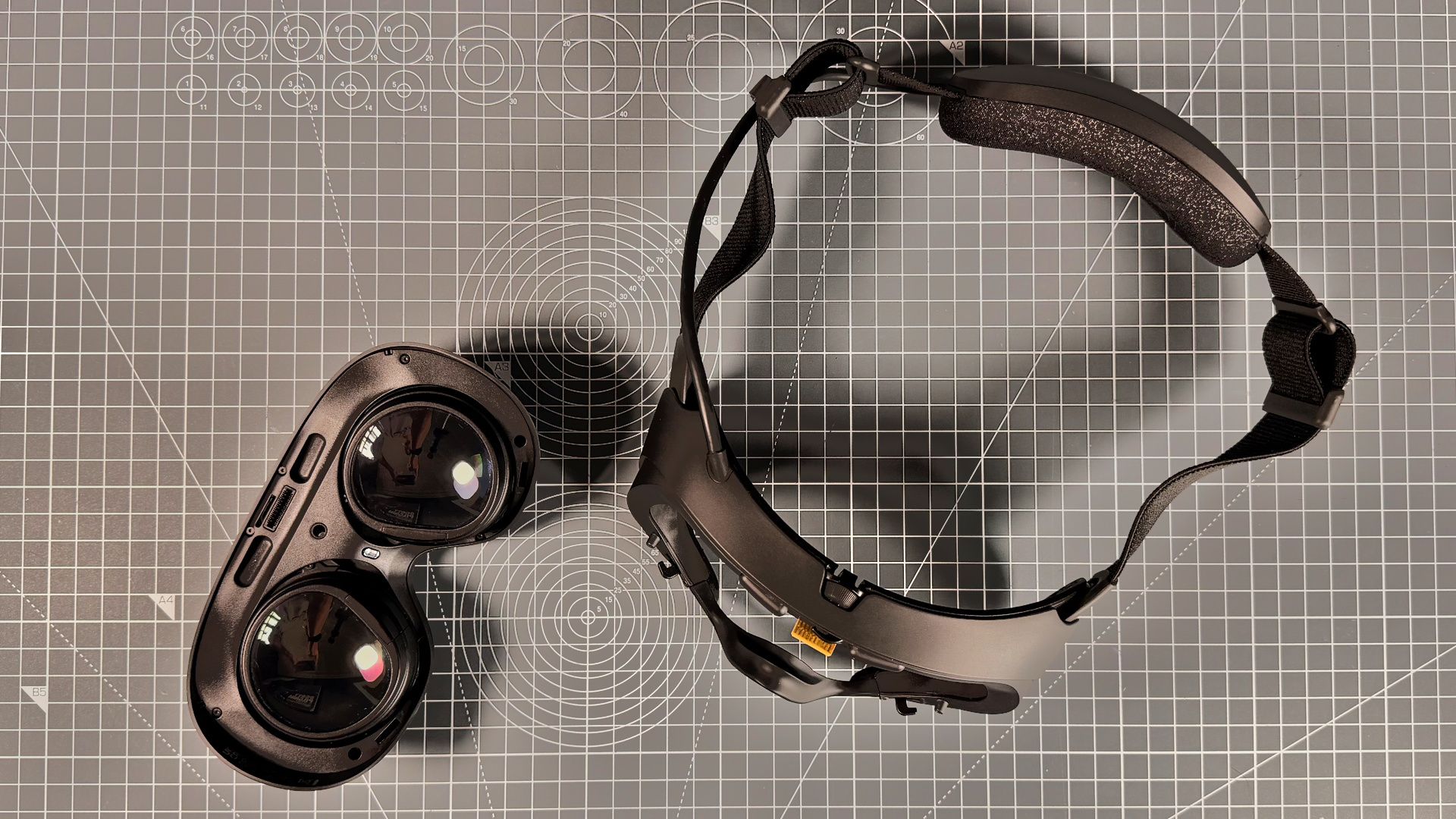 The Steam Frame with the core module, containing the processor, cooling, cameras and more, removed from the strap.