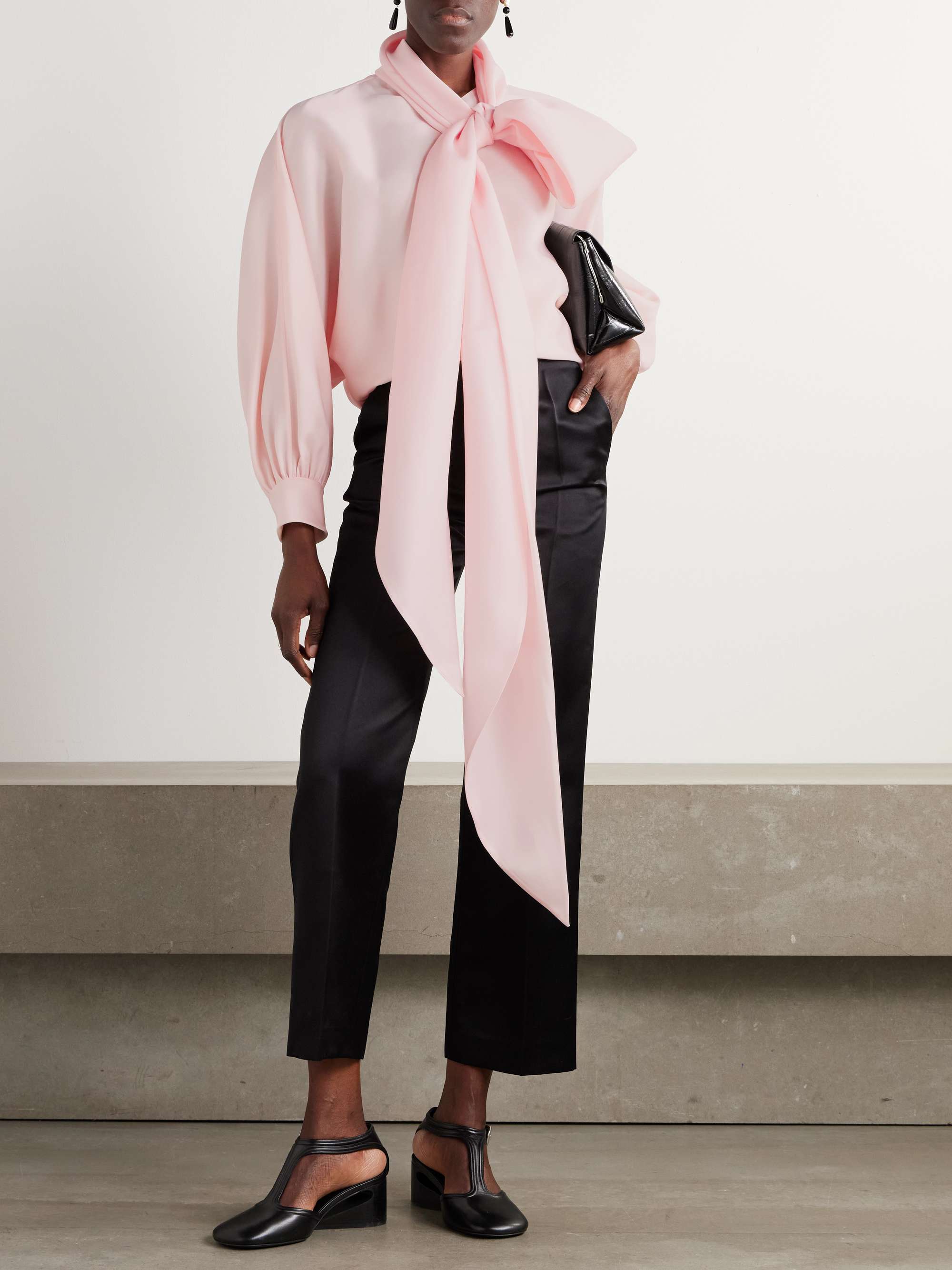 Patricia Tie-Neck Silk-Organdy Blouse