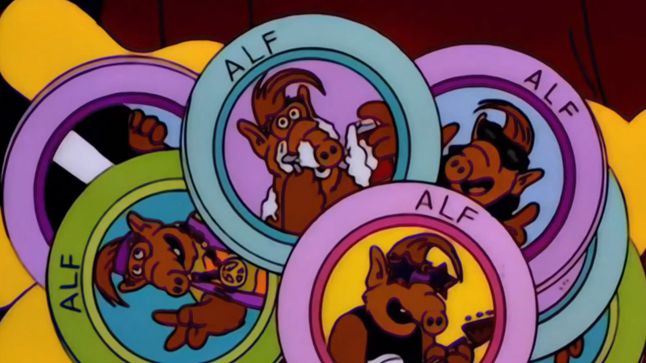 A handful of Alf pogs on The Simpsons