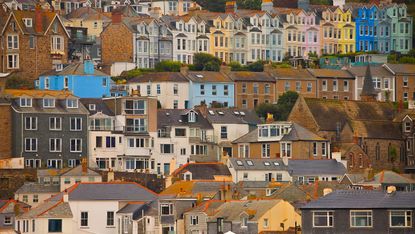 Rows of colourful houses in Cornwall