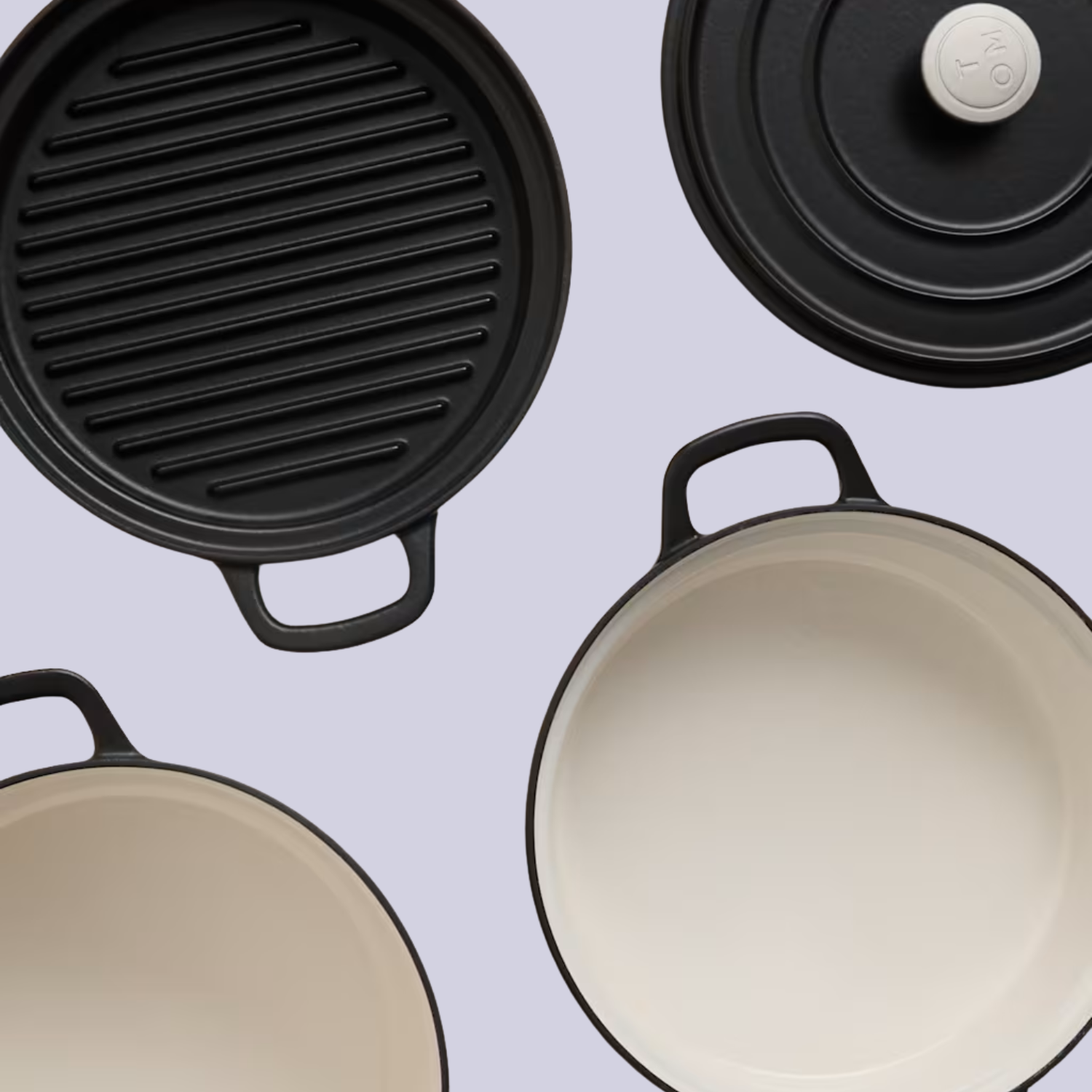 A stackable crock pot set with two pots and a griddle