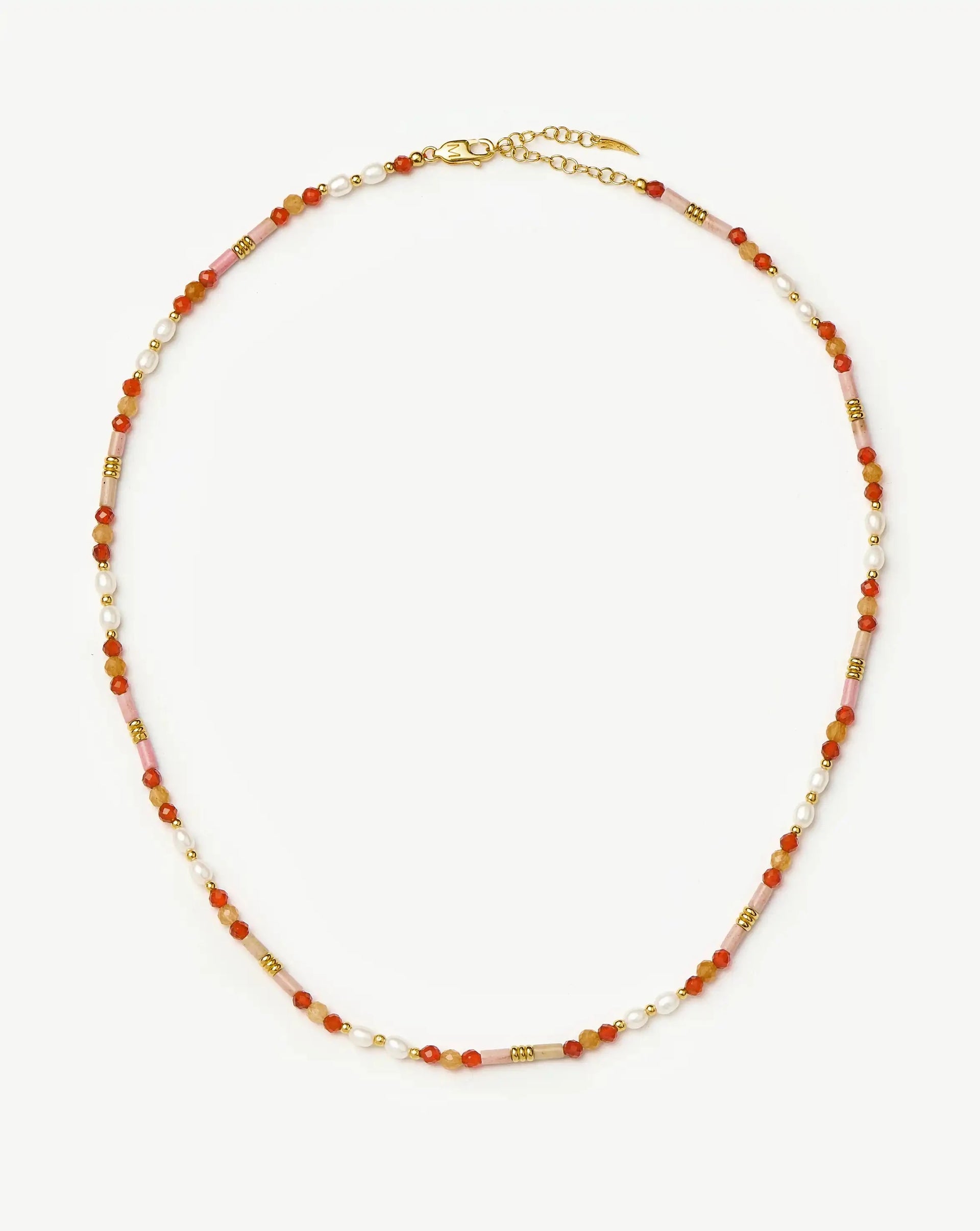 Beaded Gemstone &amp;amp; Pearl Short Necklace | 18ct Gold Plated/paloma Pink - 18ct Gold Plated/paloma Pink