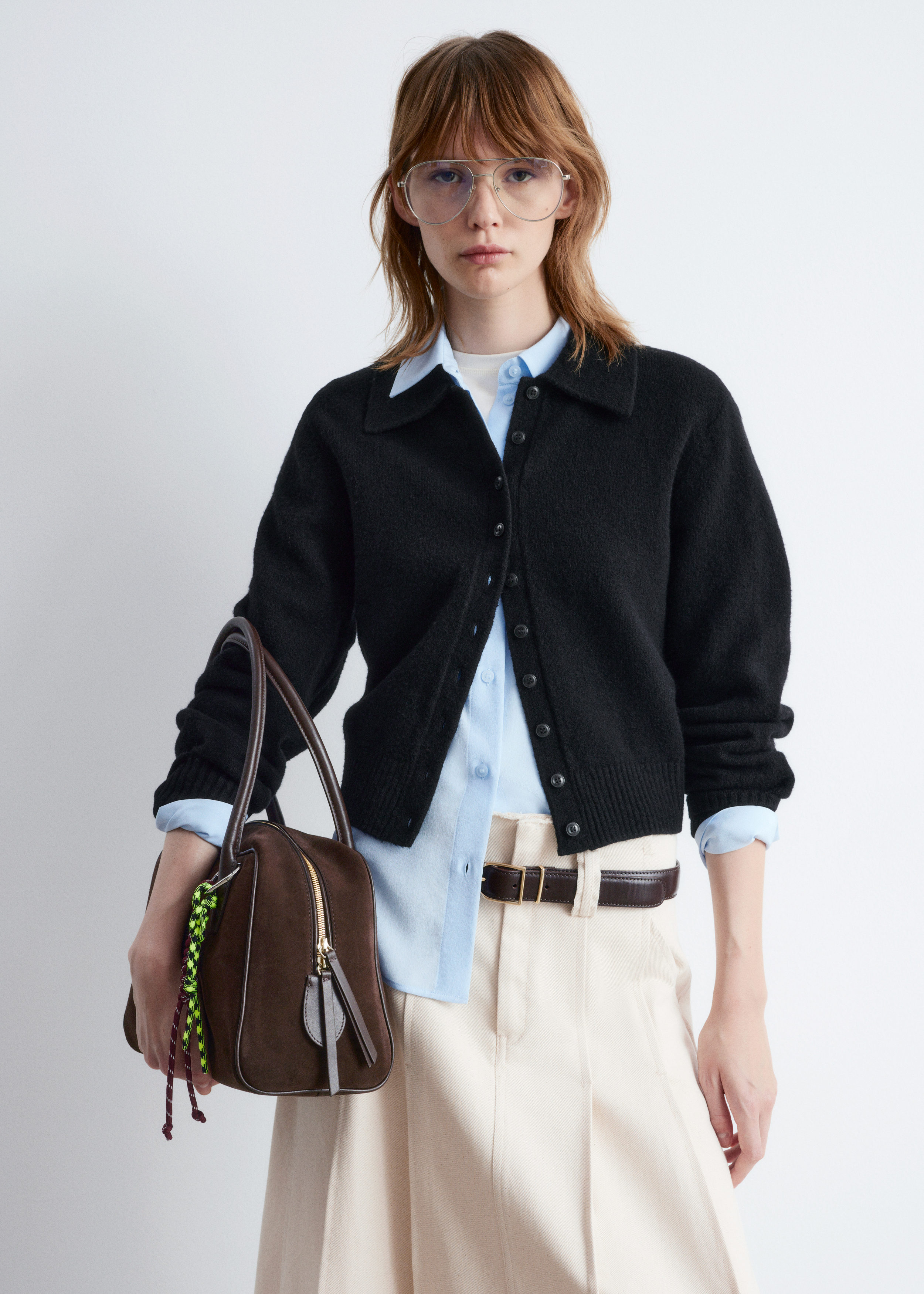 Knitted Collar Cardigan